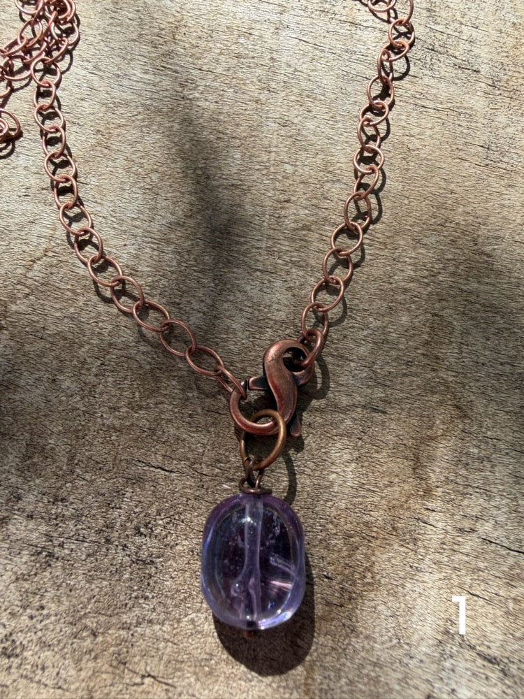 Antique Copper & Glass Pendant