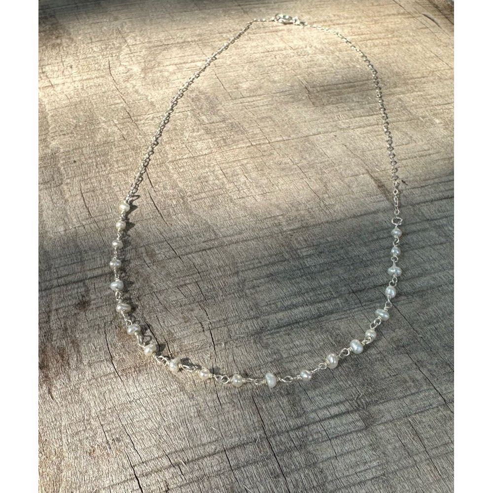 Petite Pearl & Sterling Necklace