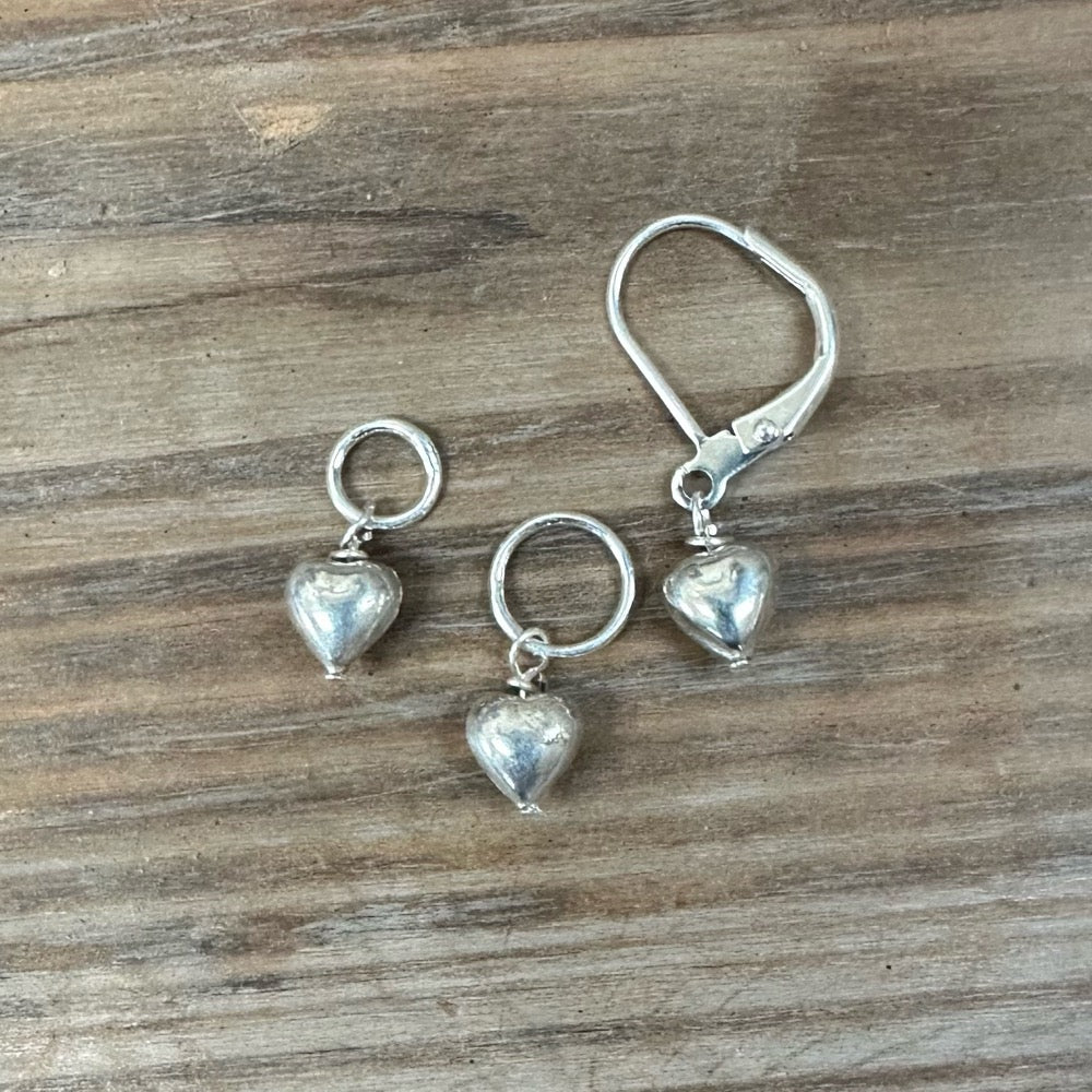 Sterling Silver Puffed Tiny Hearts