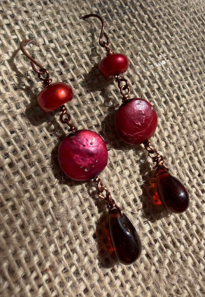 Freshwater Pearl & Glass Earrings