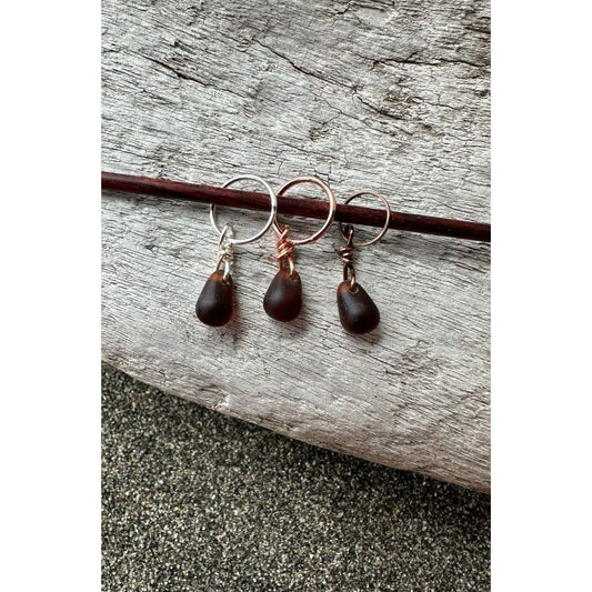 Small Handcrafted Glass Drops - Dark Brown