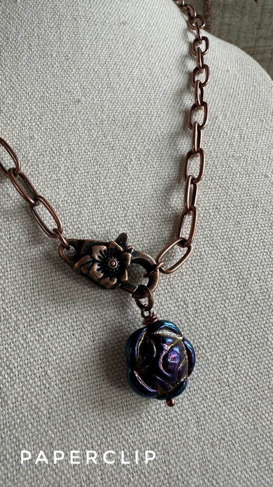 • Antique Copper Floral Necklace
