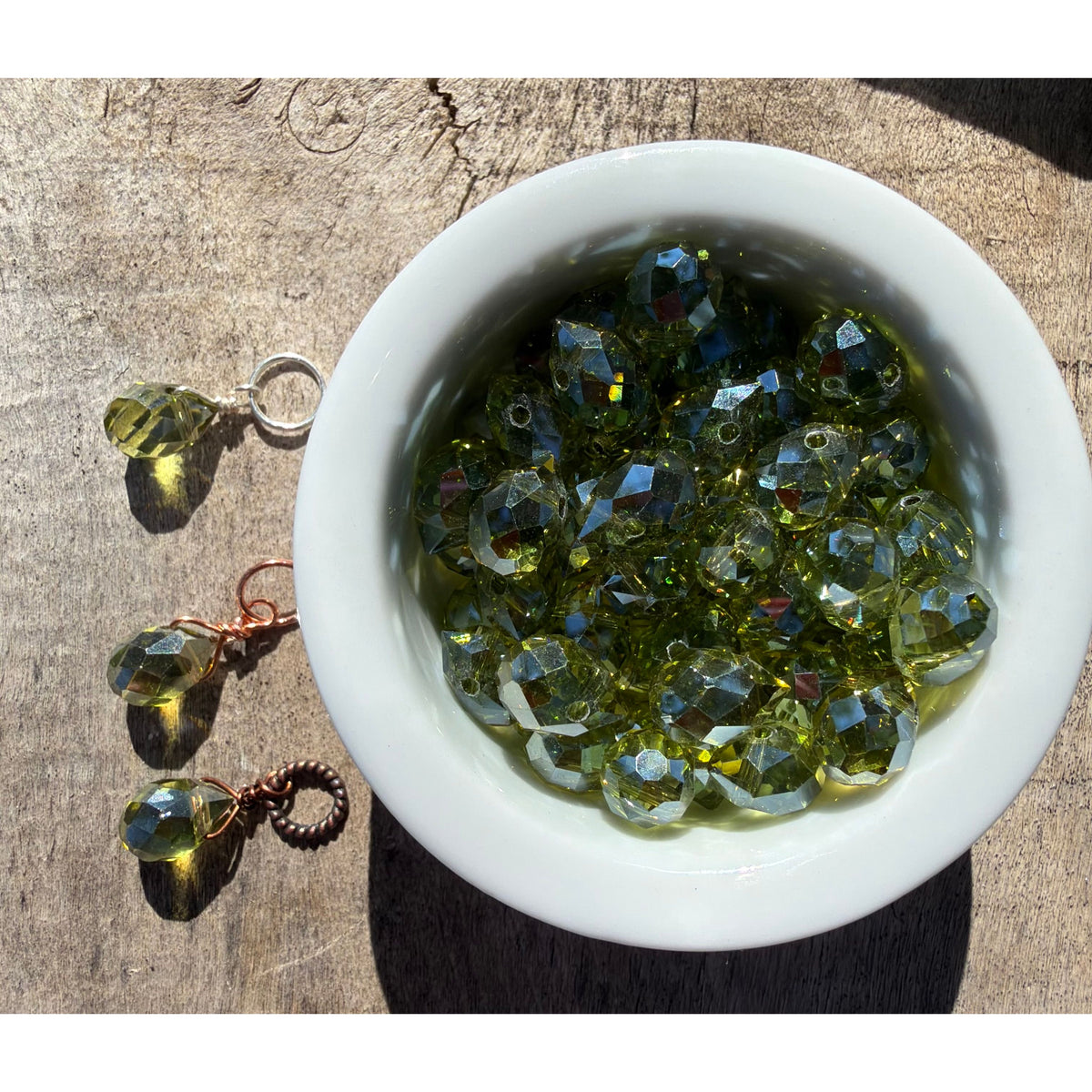 Faceted Glass Crystals - Olive