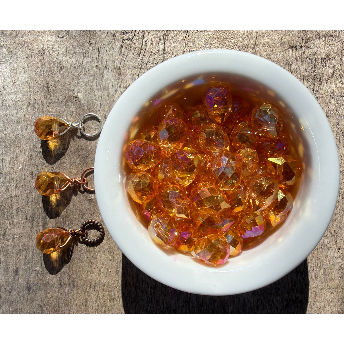 Faceted Glass Crystals - Orange