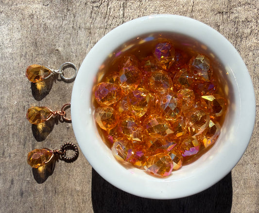Faceted Glass Crystals - Orange