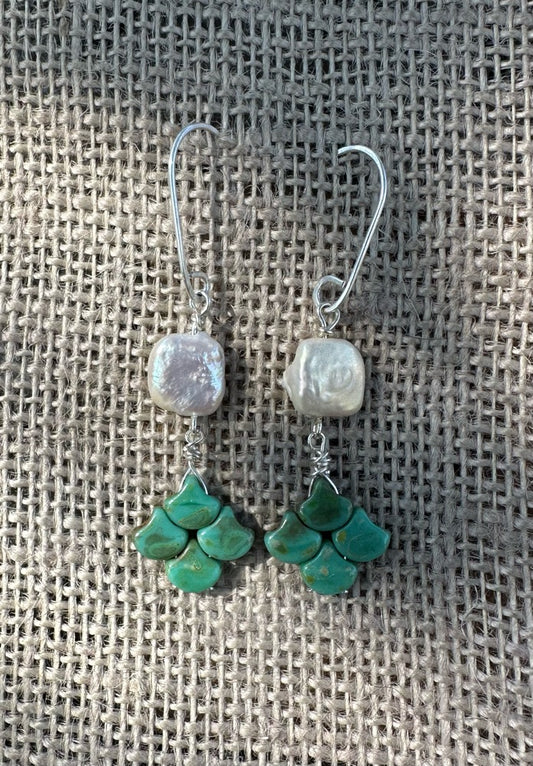 Square Freshwater Pearl & Glass Earrings
