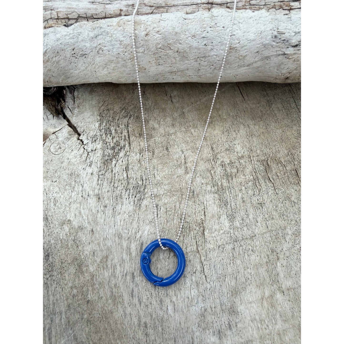 Enameled Clasp Necklace - Bright Navy