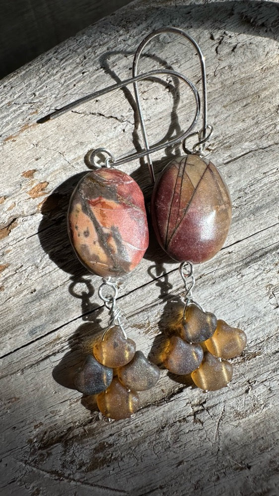 Red Creek Jasper & Glass Earrings
