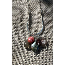 Load image into Gallery viewer, Smoke &amp; Garnet 21” Silver Plated Sterling Collect Pendant
