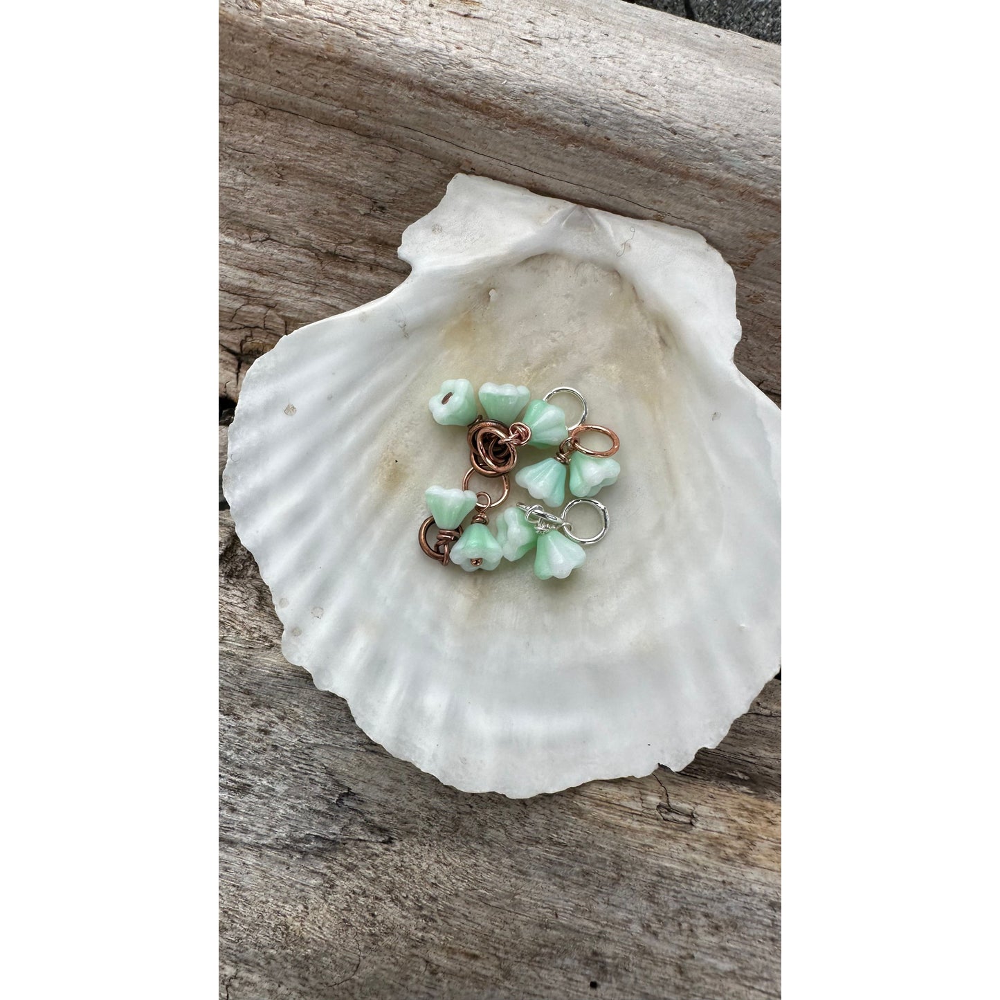 Glass Flower- Mint Swirl