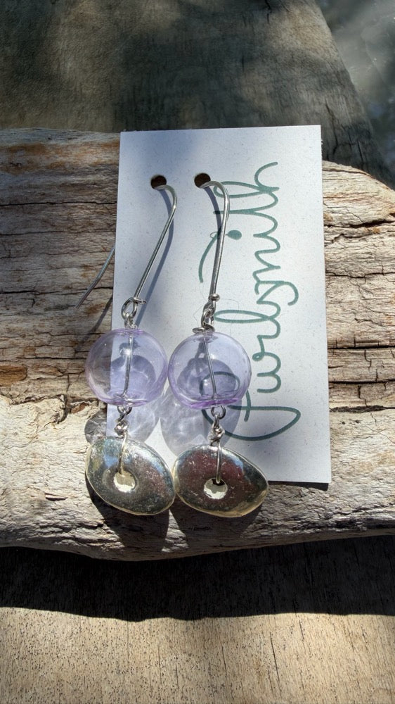 Glass Float Earrings - Lilac