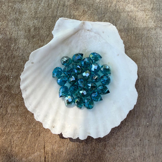 Mini Faceted Glass Crystals - Teal
