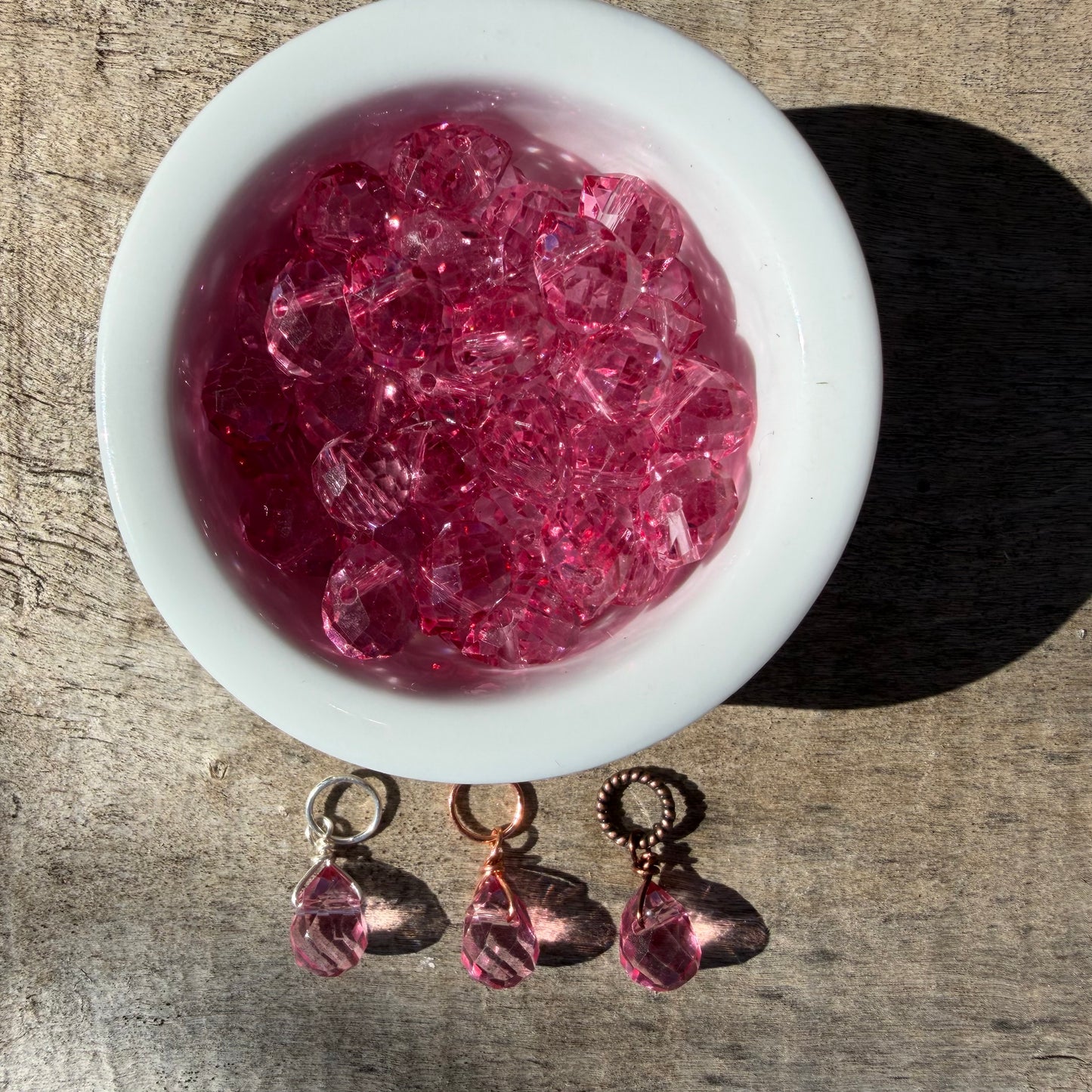 Faceted Glass Crystals - Pink