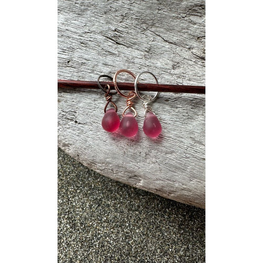 Small Handcrafted Glass Drops - Dark Rose