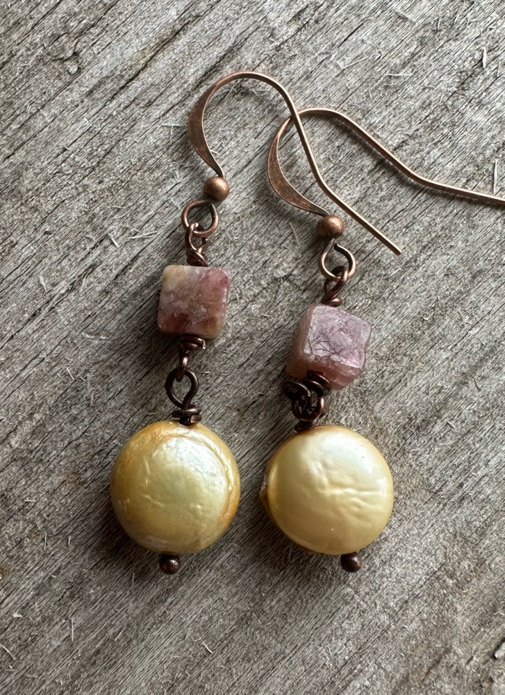 Tourmaline & Freshwater Pearl Earrings #4