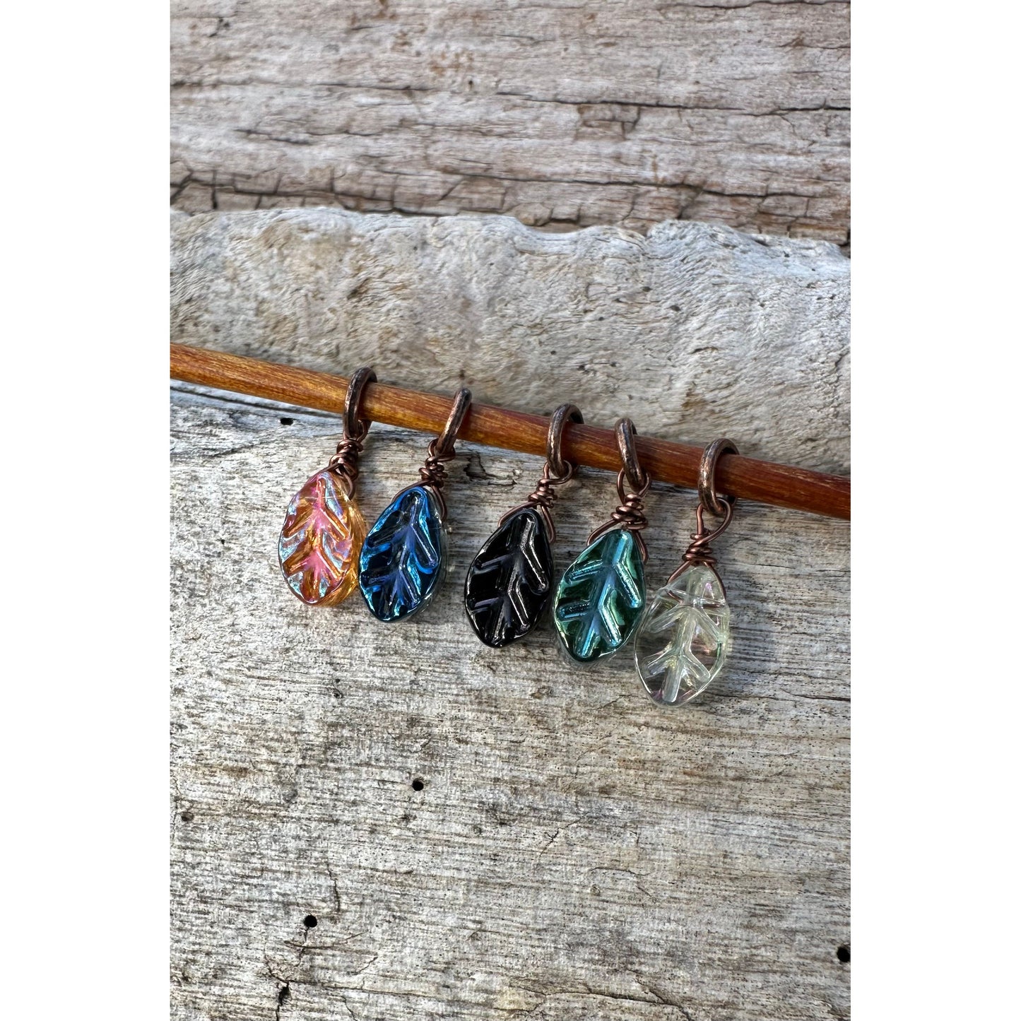 Iridescent Glass Leaves Set