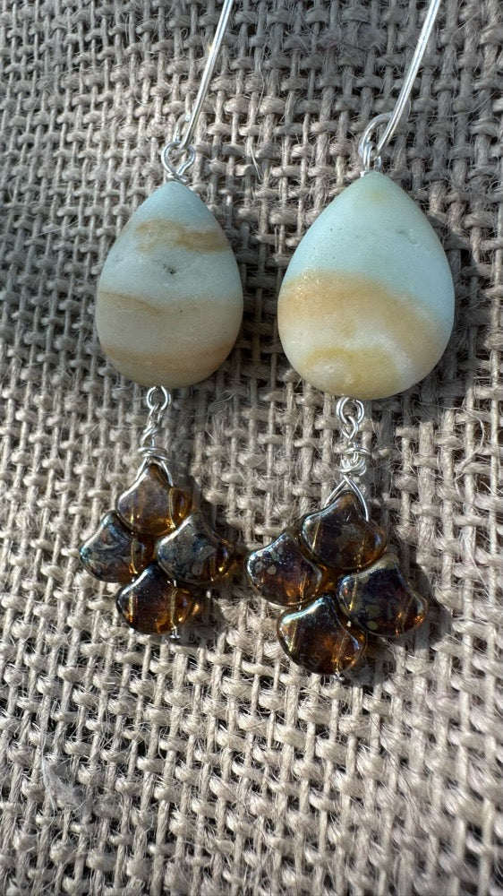 Amazonite & Glass Earrings