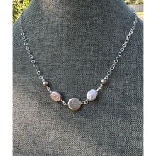 Load image into Gallery viewer, Palest Lilac &amp; Putty Coin &amp; Sterling Necklace
