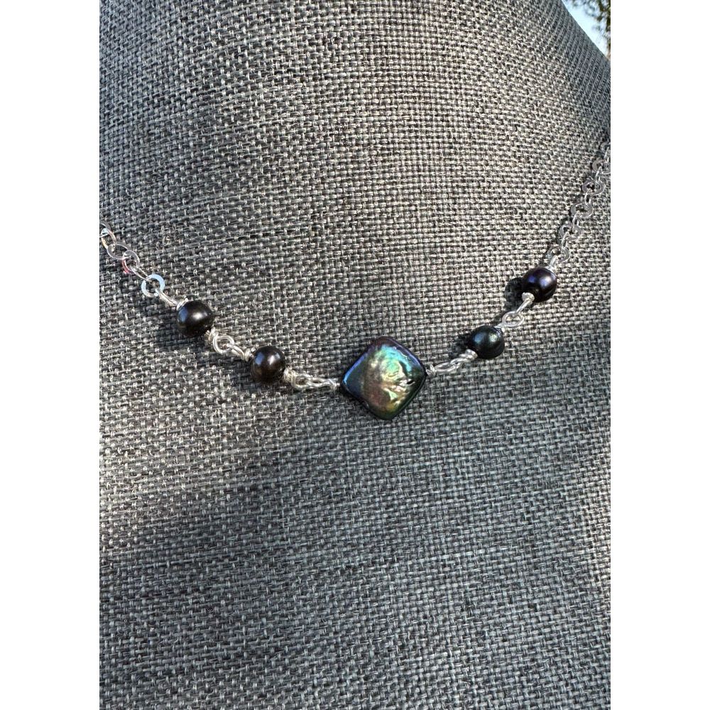 Black Diamond Pearl & Sterling Necklace