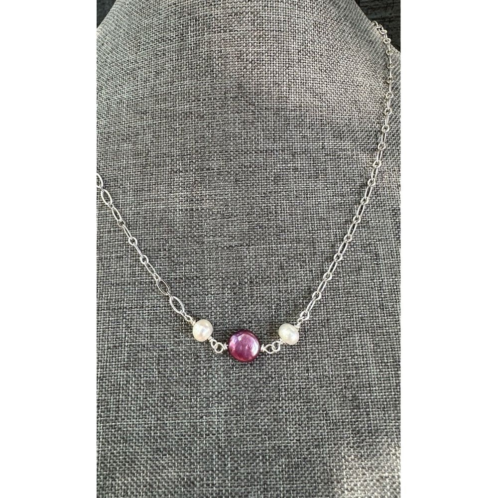 Purple Coin Pearl Necklace