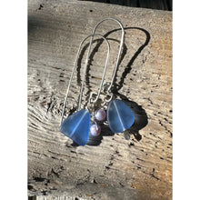 Load image into Gallery viewer, Petite Sea Glass Shapes with Pearl - Soft Blue with Lilac
