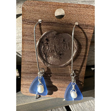 Load image into Gallery viewer, Petite Sea Glass Shapes with Pearl - Soft Blue with White
