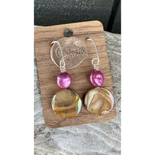 Load image into Gallery viewer, Freshwater Pearl &amp; Mother of Pearl Earrings - Tea Rose large
