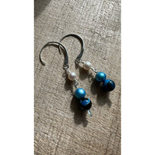 Load image into Gallery viewer, Fine Silver, Freshwater Pearl &amp; Agate Earrings
