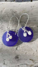 Load and play video in Gallery viewer, Sea Glass Disks with Pearl Earrings - Cobalt
