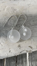 Load and play video in Gallery viewer, Sea Glass Disks with Pearl Earrings - White
