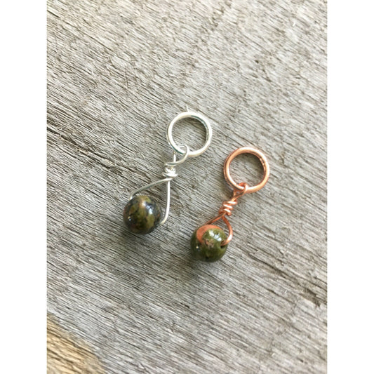 Unakite Gemstone Stitch Markers