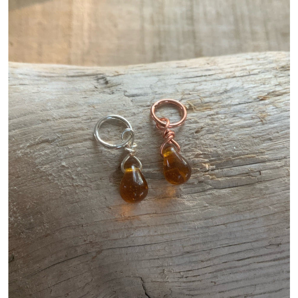 Small Handcrafted Glass Drops - Brown