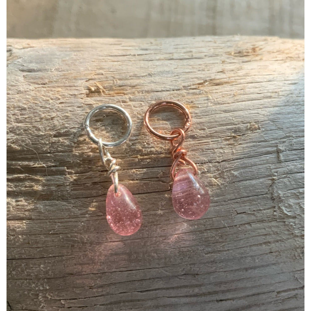 Small Handcrafted Glass Drops - Rosey Pink