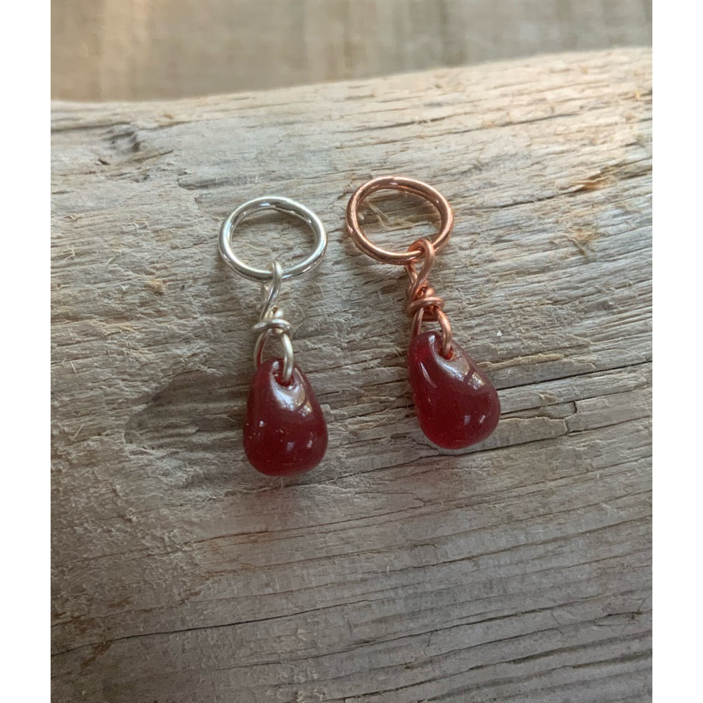 Small Handcrafted Glass Drops - Garnet