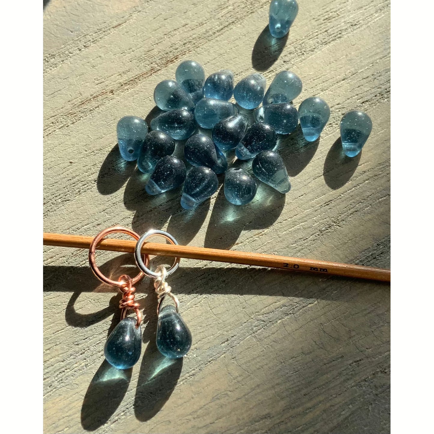 Small Handcrafted Glass Drops - Slate Blue