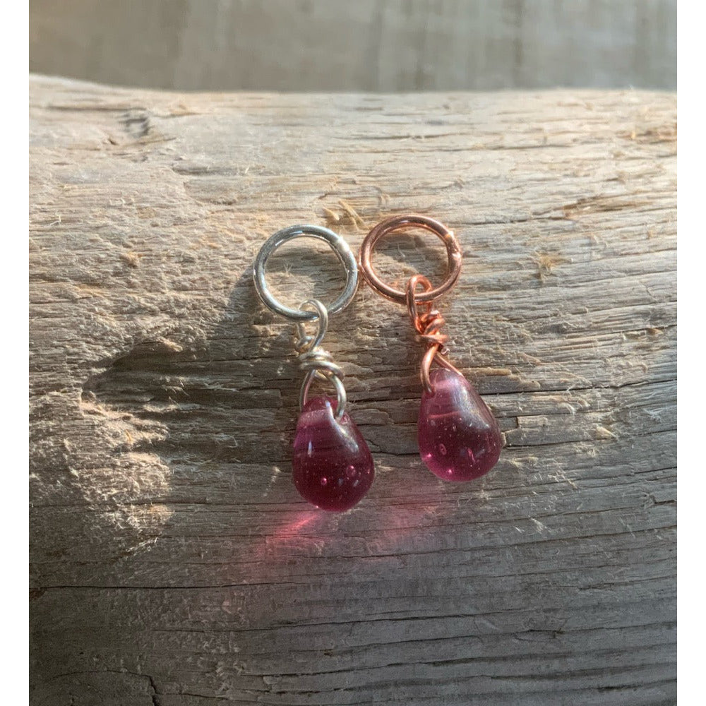 Small Handcrafted Glass Drops - Dark Rose