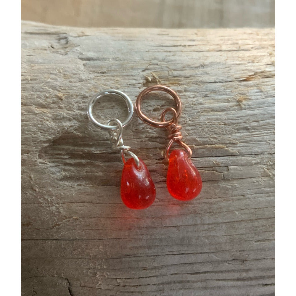 Small Handcrafted Glass Drops - Fire Orange