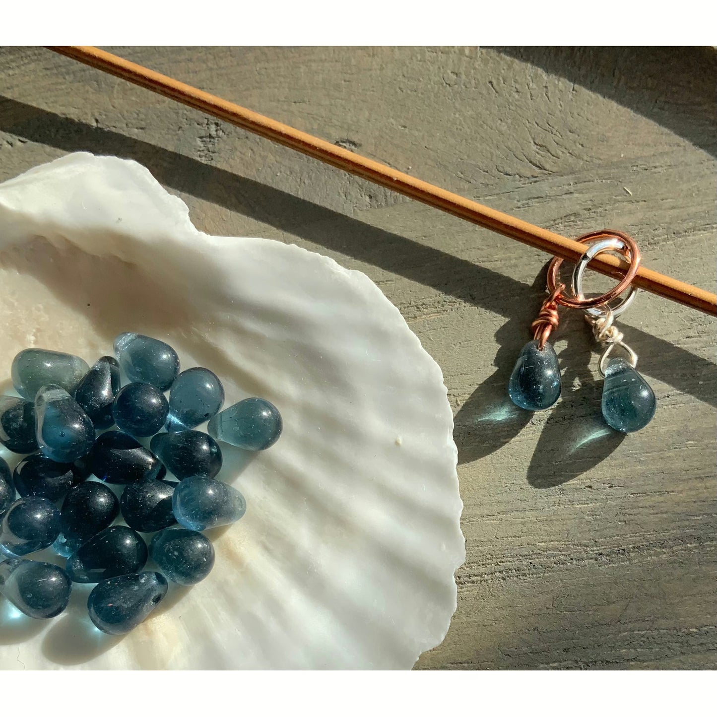 Small Handcrafted Glass Drops - Slate Blue