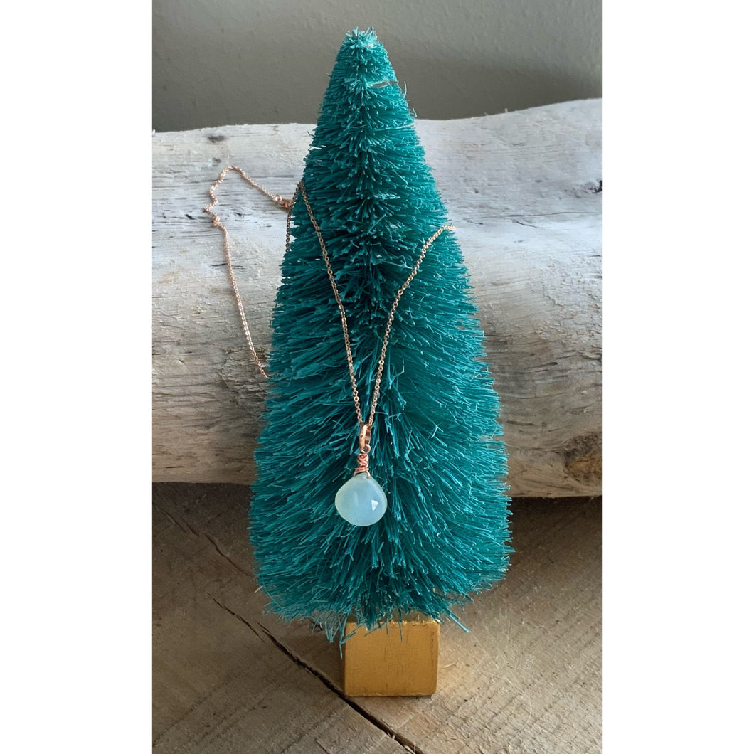 Chalcedony Pendant on Rose Gold Necklace