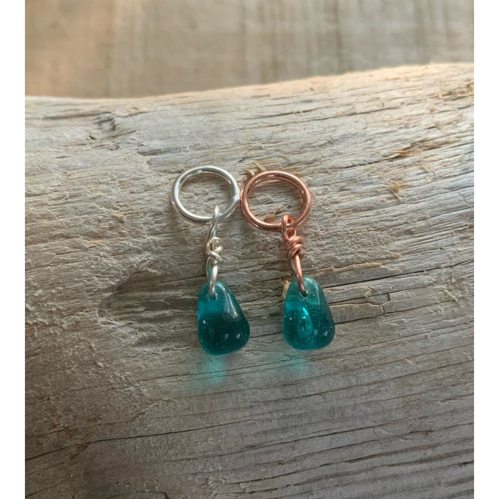 Small Handcrafted Glass Drops - Teal